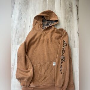 Eddie Bauer Men's Tan Hoodie with Logo Sleeve